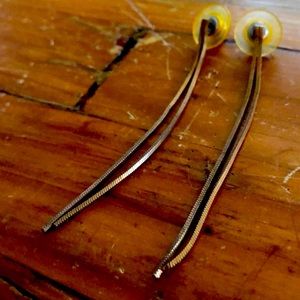 Double gold chain dangling earrings